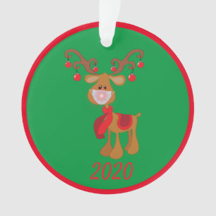 Adorno Reno Rudolph con máscara facial Cuarentena 2020