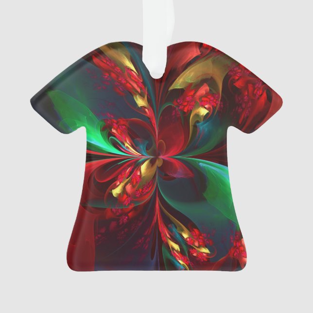 Adorno Resumen floral moderno Patrón verde rojo del arte  (Anverso)