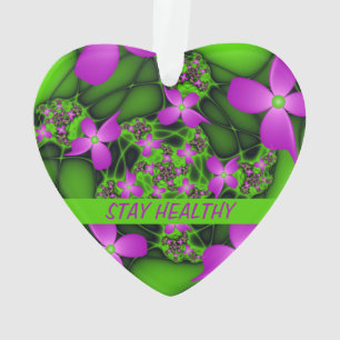 Adorno Resumen moderno Flores fractales de color verde ne