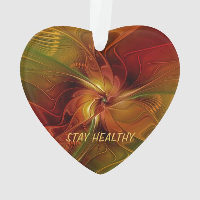 Adorno Resumen Naranja rojo marrón verde arte fractal tex (Reverso)