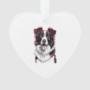 Adorno Retrato de Border Collie con Detalle Vibrante para