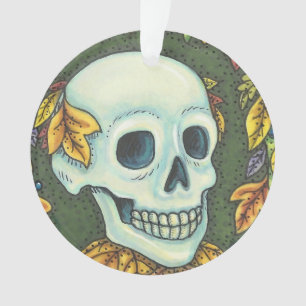 ADORNO RETRATO DE SKELETON HALLOWEEN REDONDEO DE ORNAMENT