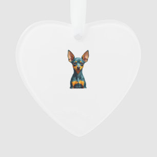 Adorno Retrato Vintage de Pinscher Miniatura Grabado Colo