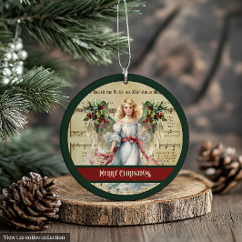 Adorno Retro Christmas Ornament Green Red Angel Design