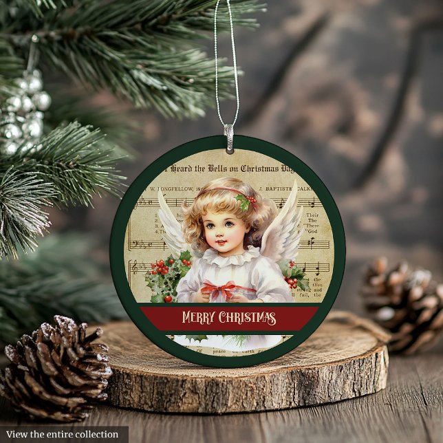 Adorno Retro Christmas Ornament Merry Angel Card Holder (Retro Christmas Ornament Merry Angel Card Holder)