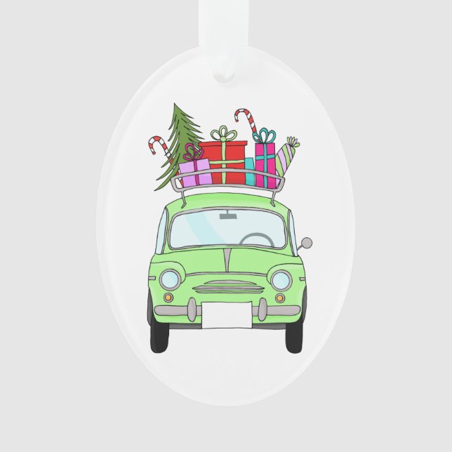 Adorno Retro Fiat 500 con regalos de Navidades (Anverso)