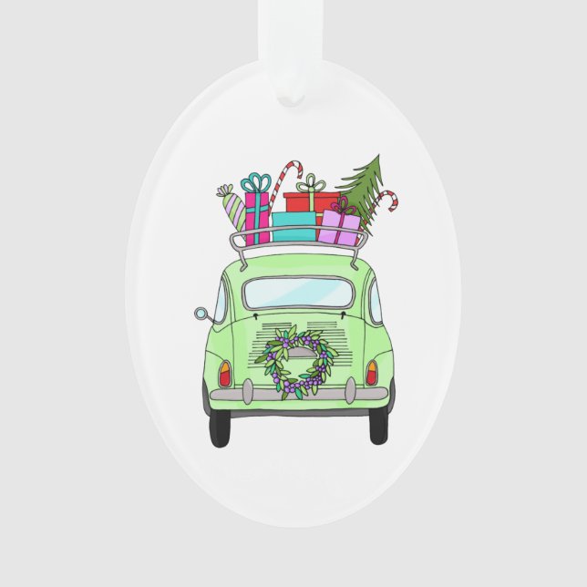 Adorno Retro Fiat 500 con regalos de Navidades (Anverso)