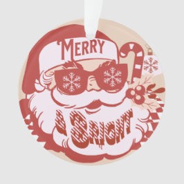 Adorno Retro Santa Alegre Brillante Navidad Rosa Rojo