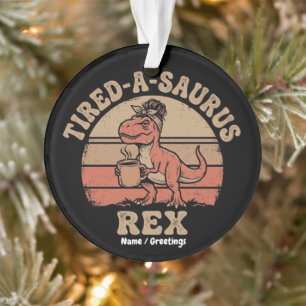 Adorno Retro Tired-A-Saurus Rex Peinado Desordenado Café