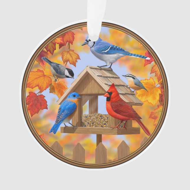 Adorno Reunión de alimentadores de aves de otoño (Anverso)