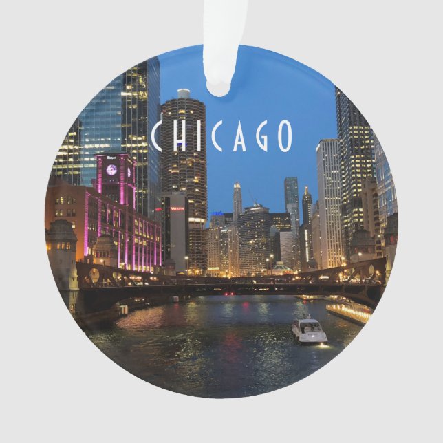 Adorno Río Chicago de noche (Anverso)