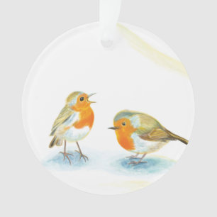 Adorno Robins rojos en invierno
