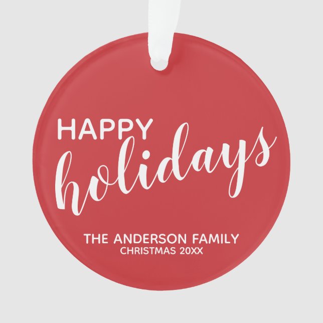 Adorno Rojo festivo de 'Felices Fiestas' (Anverso)