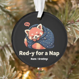 Adorno Rojo Listo Para Una Siesta Panda Rojo Dormilón Kaw