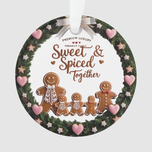 Adorno Romantic Premium Gingerbread Wreath Family Acrylic (Anverso)