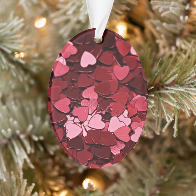 Adorno Romantic Red & Pink Heart Confetti Valentine's Day (Árbol)