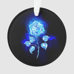 Adorno Rosa azul en llamas