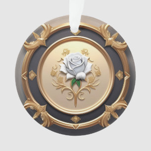 Adorno Rosa elegante con marco decorativo ornamentado