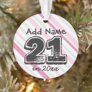 Adorno Rosa Personalizado Cumpleaños 21