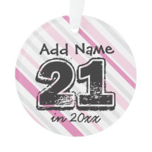 Adorno Rosa Personalizado Cumpleaños 21