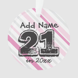 Adorno Rosa Personalizado Cumpleaños 21
