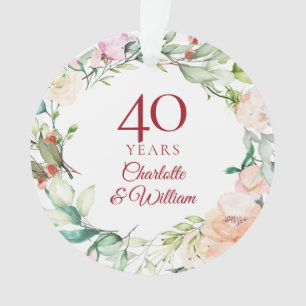 Adorno Rosas Garland Floral 40º aniversario del Boda Ruby