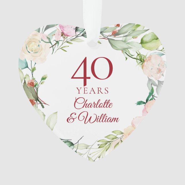 Adorno Rosas Guirnalda 40 Aniversario de Boda de Rubí (Anverso)