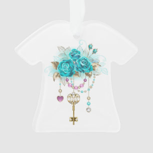 Adorno Rosas turquesas con llaves