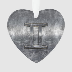 Adorno Rótulo Gemini Zodiac al estilo de acero industrial