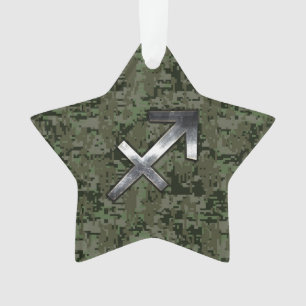 Adorno Rótulo Sagittarius Zodiac en Woodland Camo Digita