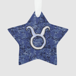 Adorno Rótulo Taurus Zodiac en camuflaje digital azul