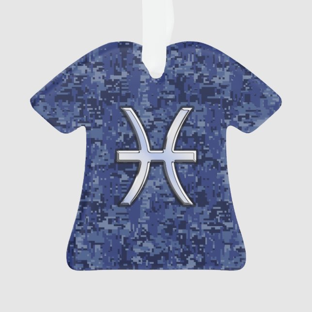 Adorno Rótulo Zodiac de Pisces en camuflaje digital azul  (Anverso)
