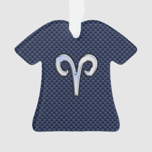 Adorno Rótulo Zodiac Silver Aries Impresión de fibra de c