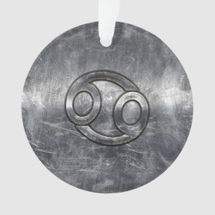 Adorno Rótulo Zodiaco de Cáncer de Gris Plateado con esti