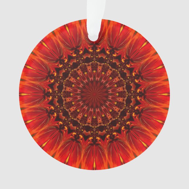 Adorno Rudbeckia floral profunda roja Mandala (Anverso)