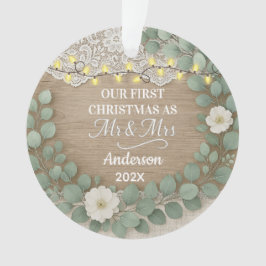 Adorno Rustic Wood & Eucalyptus Mr & Mrs Christmas