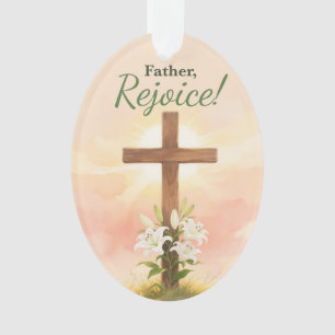 Adorno Sacerdote Pascua Regocíjate Cruz y Lirios Religios