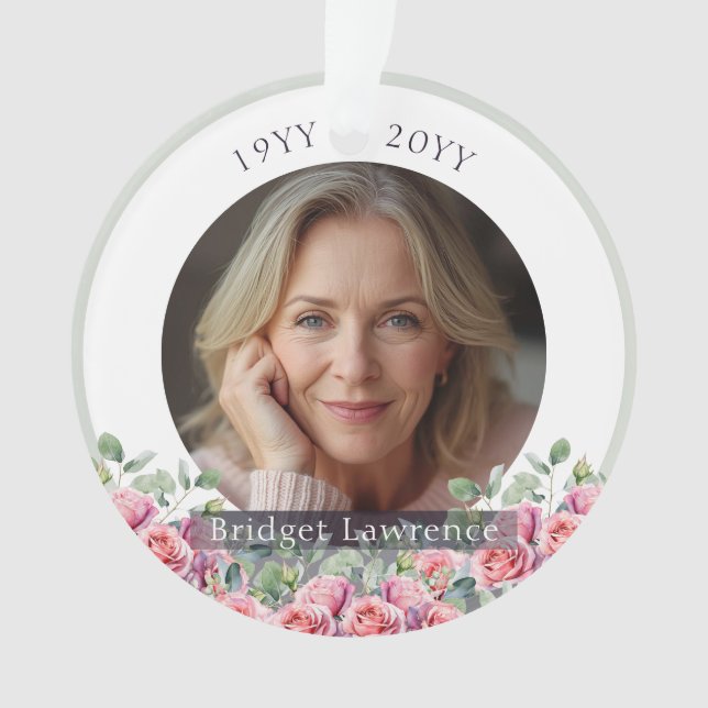 Adorno Sage Green Eucalyptus Pink Roses Remembrance (Anverso)