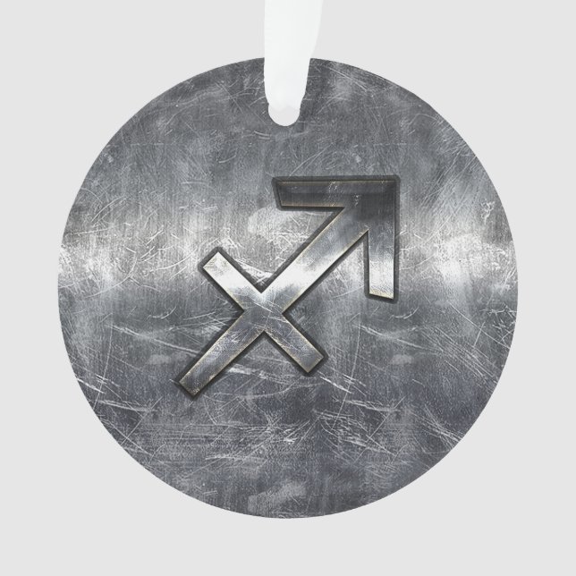 Adorno Sagittarius Zodiac Silver Aspecto de acero perturb (Anverso)