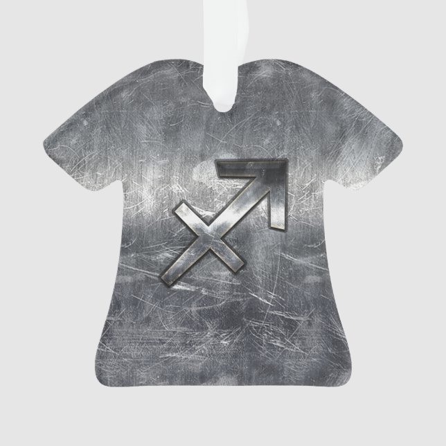 Adorno Sagittarius Zodiac Silver Aspecto de acero perturb (Anverso)