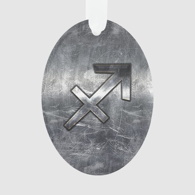 Adorno Sagittarius Zodiac Silver Aspecto de acero perturb (Anverso)