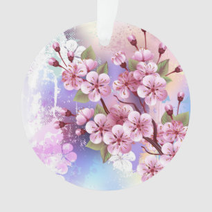 Adorno Sakura rosa sobre fondo de pintura