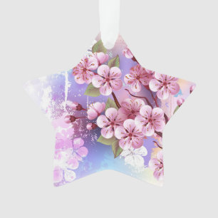 Adorno Sakura rosa sobre fondo de pintura