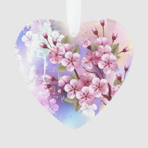 Adorno Sakura rosa sobre fondo de pintura