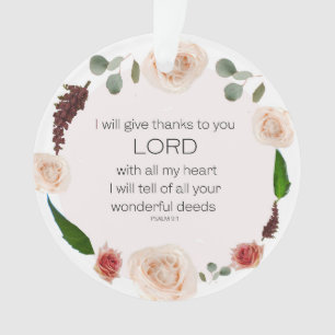 Adorno Salmo 9:1, Biblia Verse, te daré las gracias