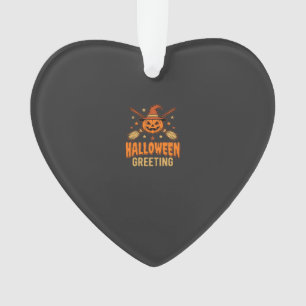 Adorno Saludo de Halloween Bruja Calabaza Diseño Vintage