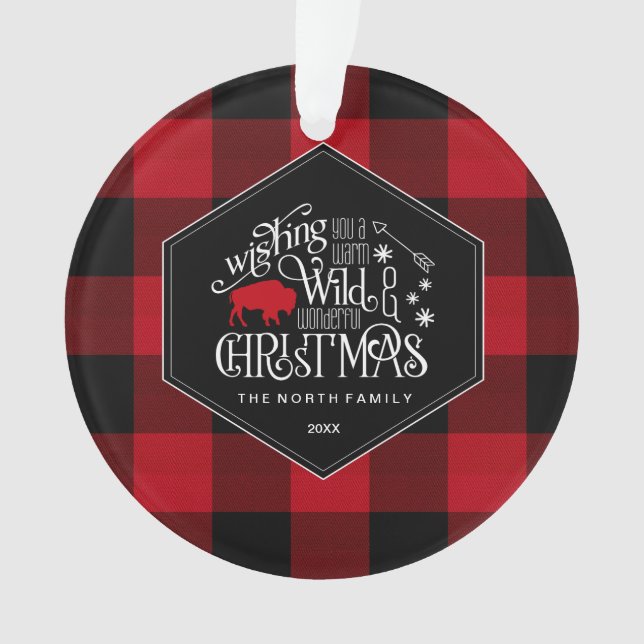 Adorno Salvajes Navidades Maravillosos Red Buffalo Plaid  (Anverso)