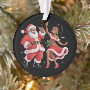 Adorno Santa africano Señora Claus bailando Navidad ameri