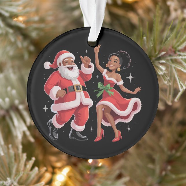 Adorno Santa africano Señora Claus bailando Navidad ameri (Árbol)