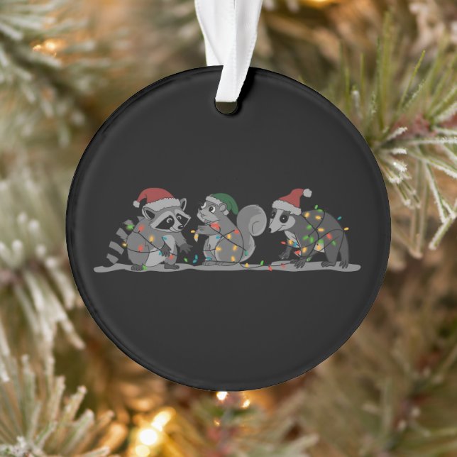 Adorno Santa Animals Xmas Silly Racoon Opossum Squirrel (Árbol)